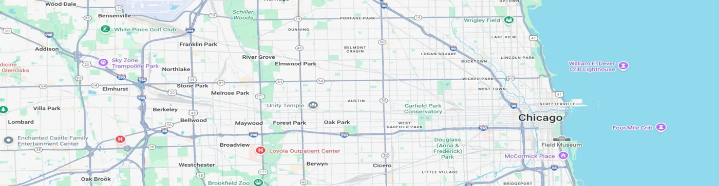 Map showing Cosmo Dental Clinic at 159 E North Ave, Northlake, IL 60164. Opens Google Maps in a new tab.